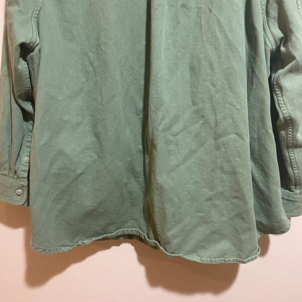 Madewell Size 2X Plus Garment-Dyed Twill Shirt Jacket Shacket Button Down Green - Picture 9 of 12